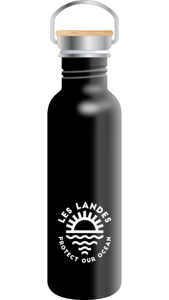 Botella Inox 75cl Negra - Protect Ocean Les Landes